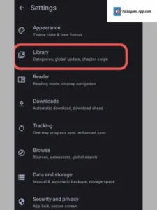 Manage your library in tachiyomi