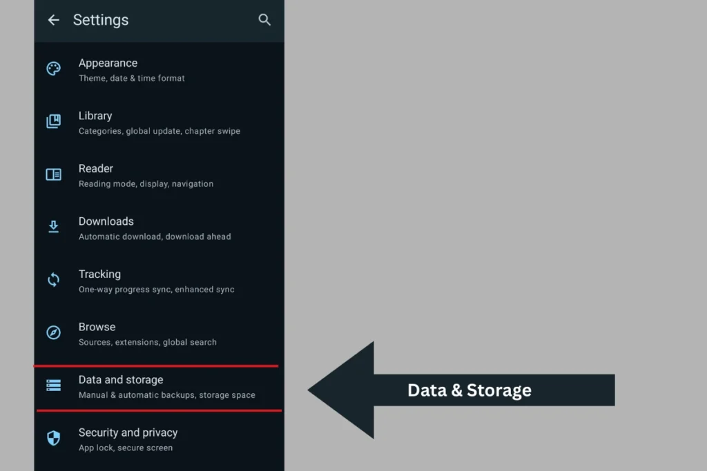 data and storage option for backup
