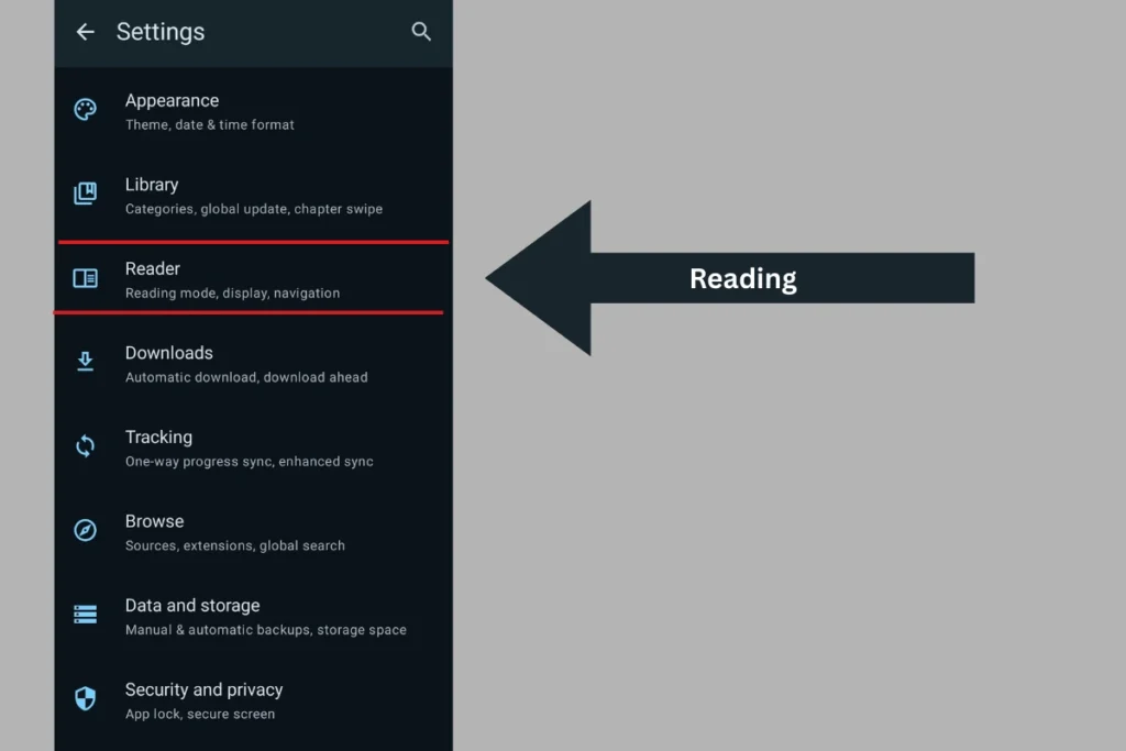reading mode, display, navigation in tachiyomi