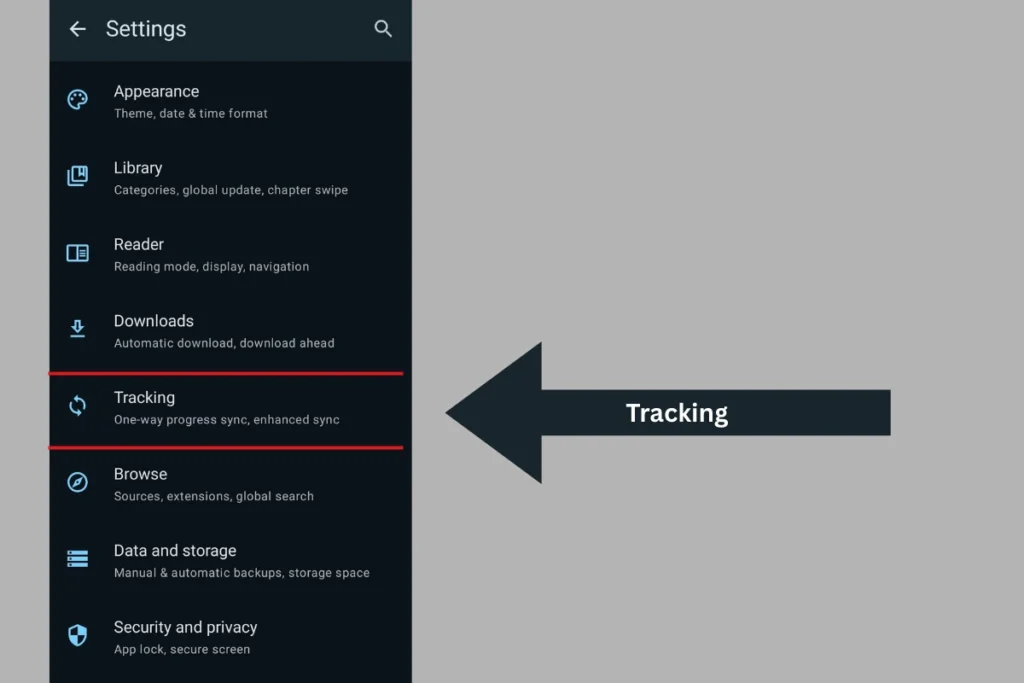 tracking feature present in tachiyomi